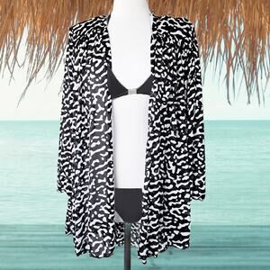 Vintage Oscar de la Renta Swimwear Robe Coverup Black & White